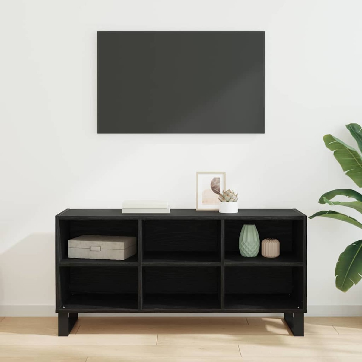 vidaXL Ντουλάπι TV 103,5 x 30 x 50 εκ Μαύρη Οξυά Επεξεργασμένο Ξύλο