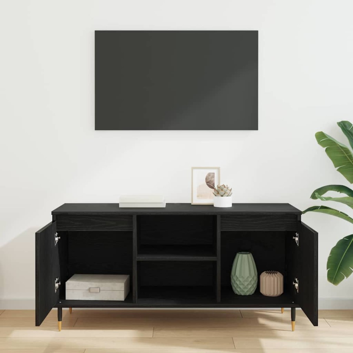 vidaXL Ντουλάπι TV 104 x 35 x 50 εκ. Μαύρη Οξυά Επεξεργασμένο Ξύλο