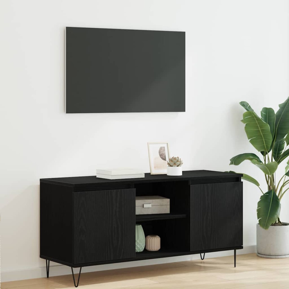 vidaXL Ντουλάπι TV 104 x 35 x 50 εκ. Μαύρη Οξυά Επεξεργασμένο Ξύλο