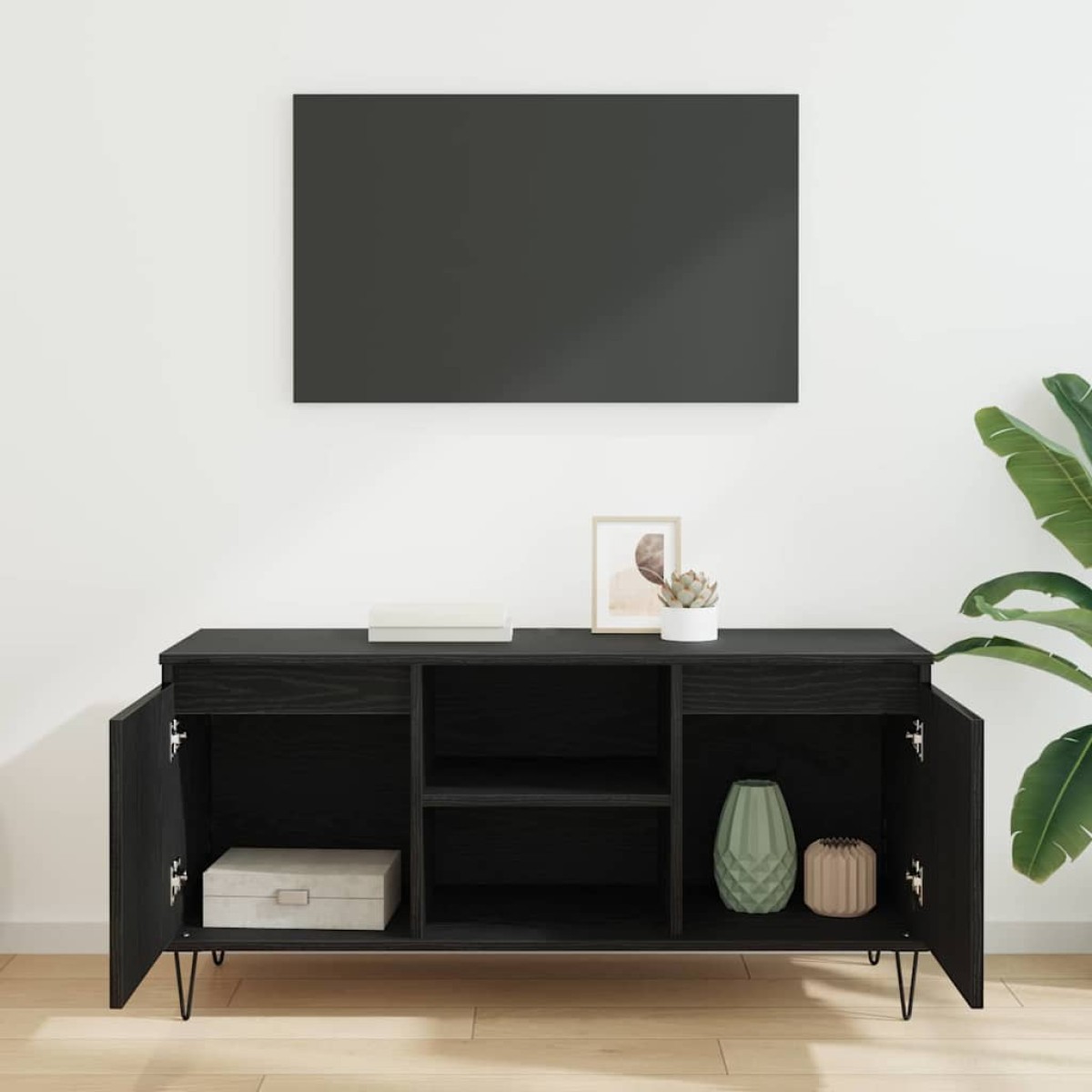 vidaXL Ντουλάπι TV 104 x 35 x 50 εκ. Μαύρη Οξυά Επεξεργασμένο Ξύλο