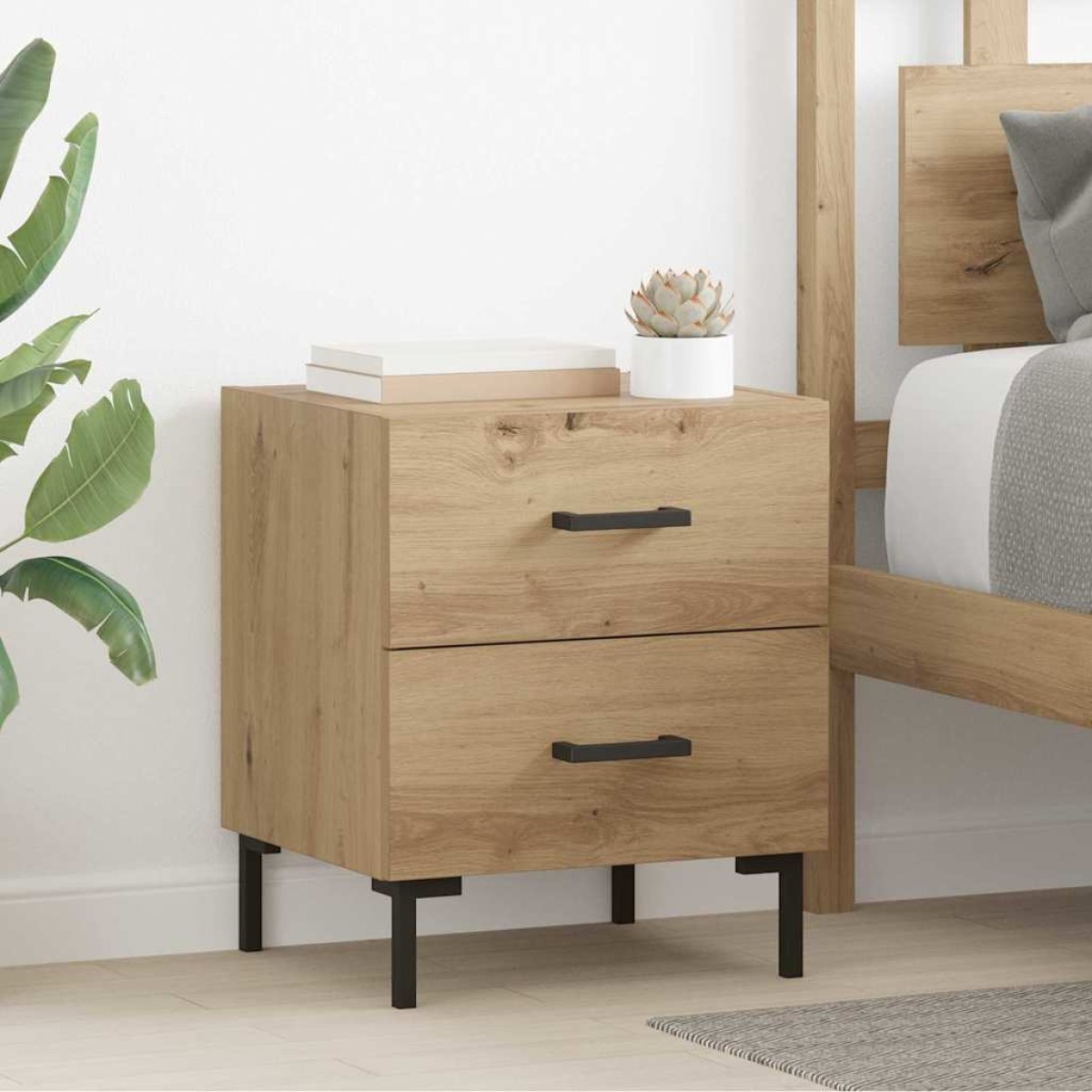 vidaXL Κομοδίνο Artisan Oak 40 x 35 x 47,5 εκ Επεξεργασμένο Ξύλο