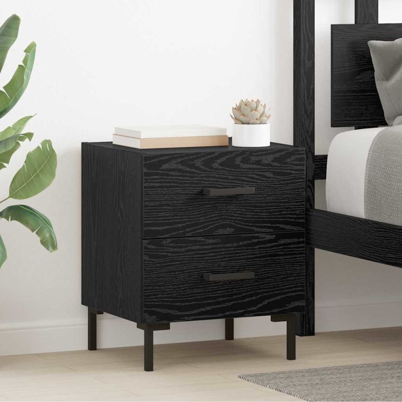 vidaXL Κομοδίνο Μαύρη Οξυά 40 x 35 x 47,5 εκ Επεξεργασμένο Ξύλο