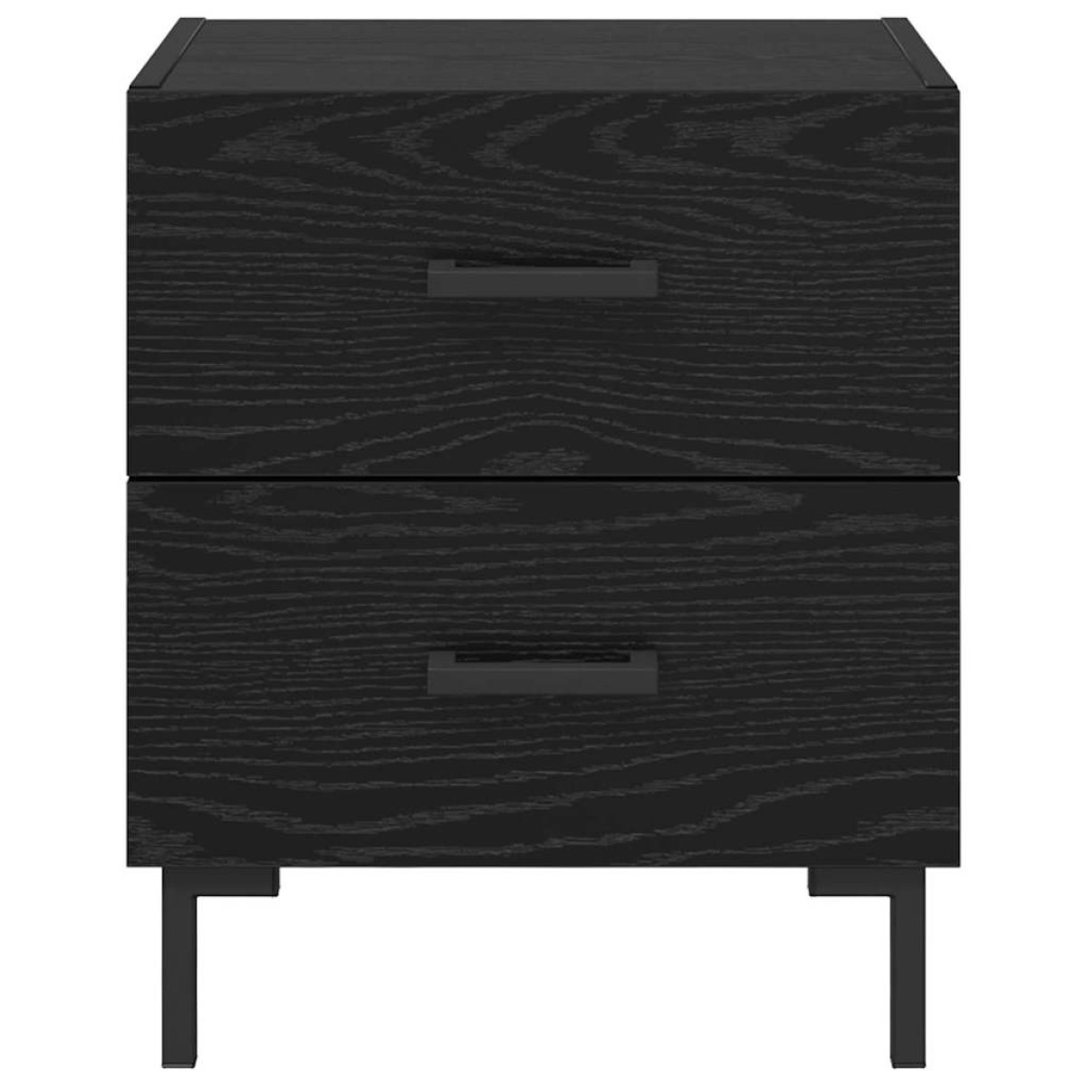 vidaXL Κομοδίνο 2 τμχ. Μαύρη Οξυά 40 x 35 x 47,5 εκ Επεξεργασμένο Ξύλο