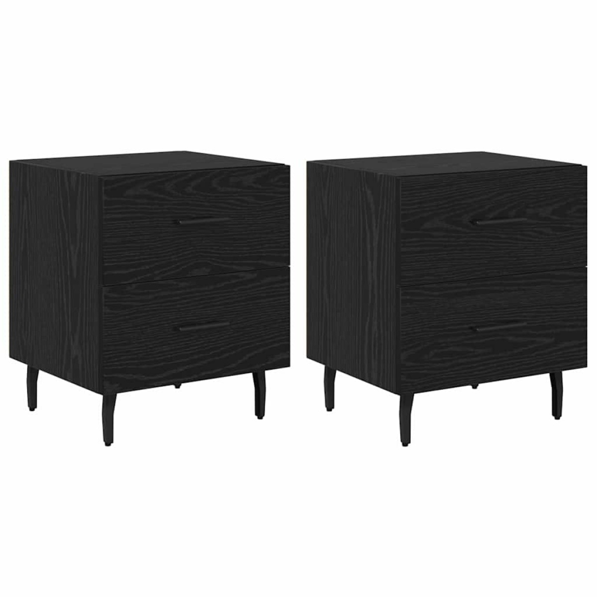 vidaXL Κομοδίνο 2 τμχ. Μαύρη Οξυά 40 x 35 x 47,5 εκ Επεξεργασμένο Ξύλο