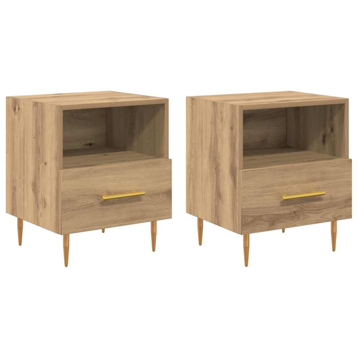 vidaXL Κομοδίνο 2 τεμ. Καφέ 40 x 35 x 47,5 εκ Επεξεργασμένο Ξύλο