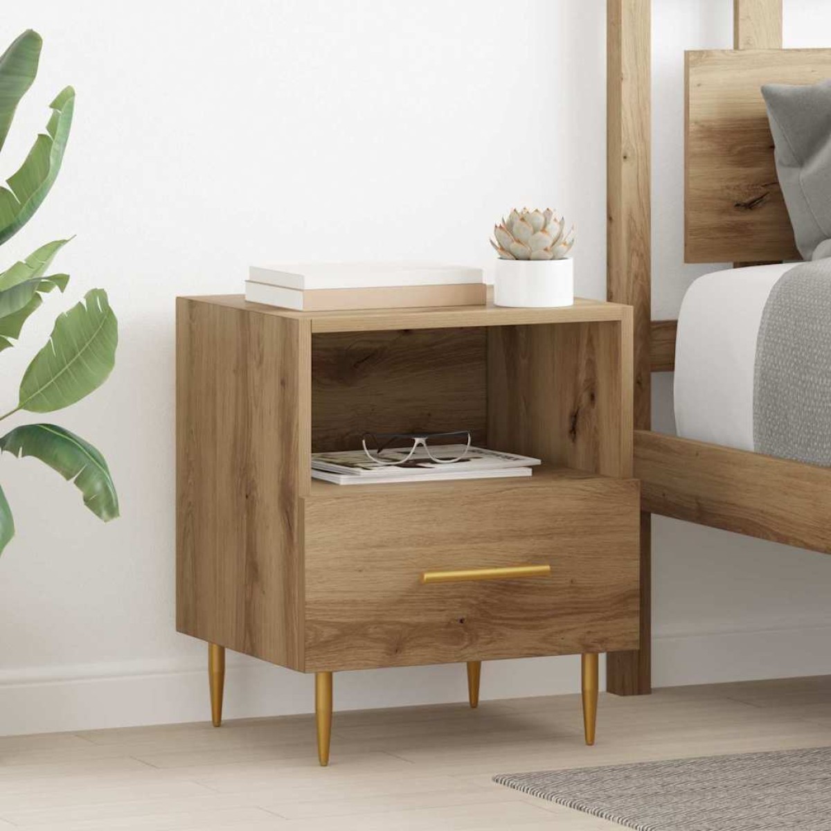 vidaXL Κομοδίνο 2 τεμ. Καφέ 40 x 35 x 47,5 εκ Επεξεργασμένο Ξύλο