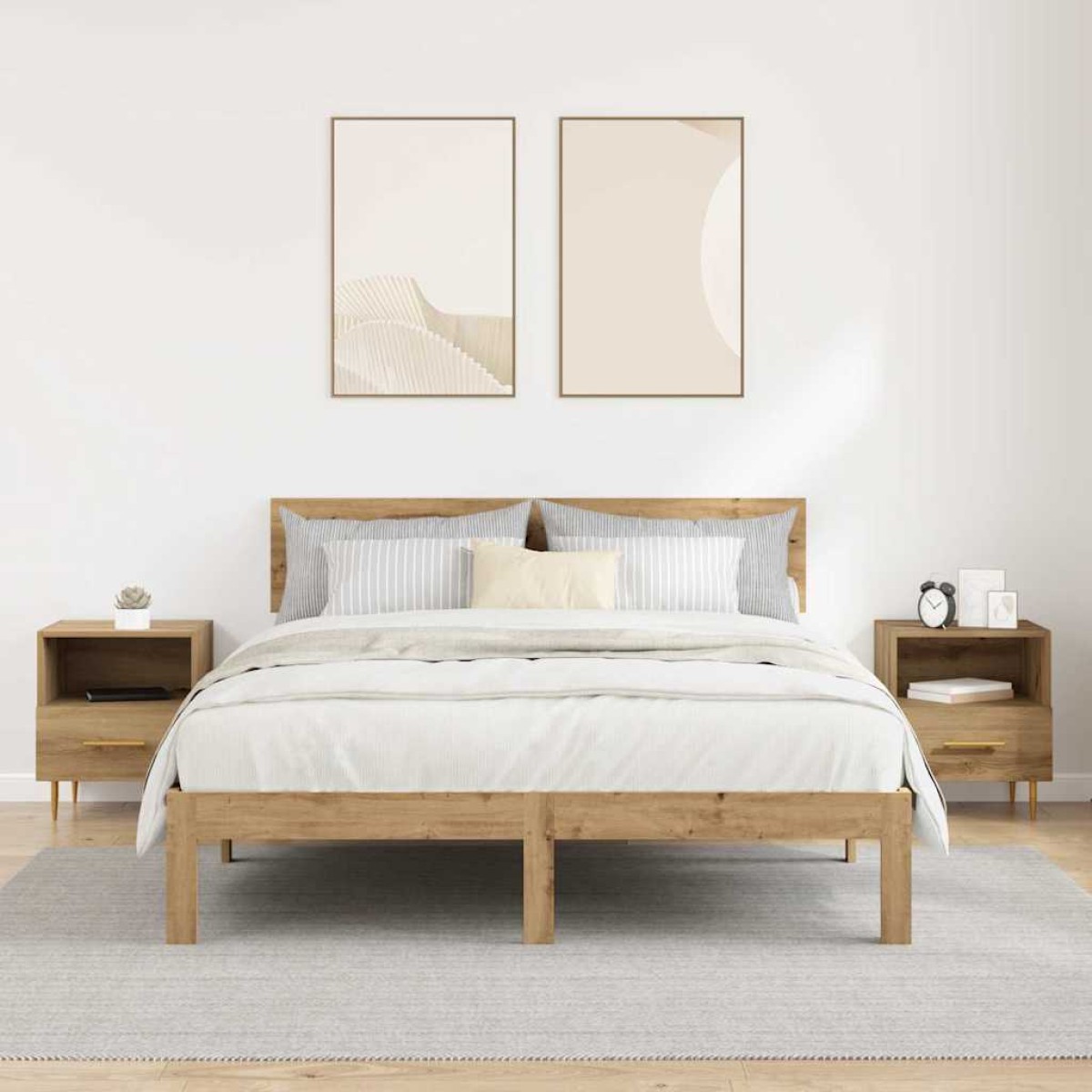vidaXL Κομοδίνο 2 τεμ. Καφέ 40 x 35 x 47,5 εκ Επεξεργασμένο Ξύλο