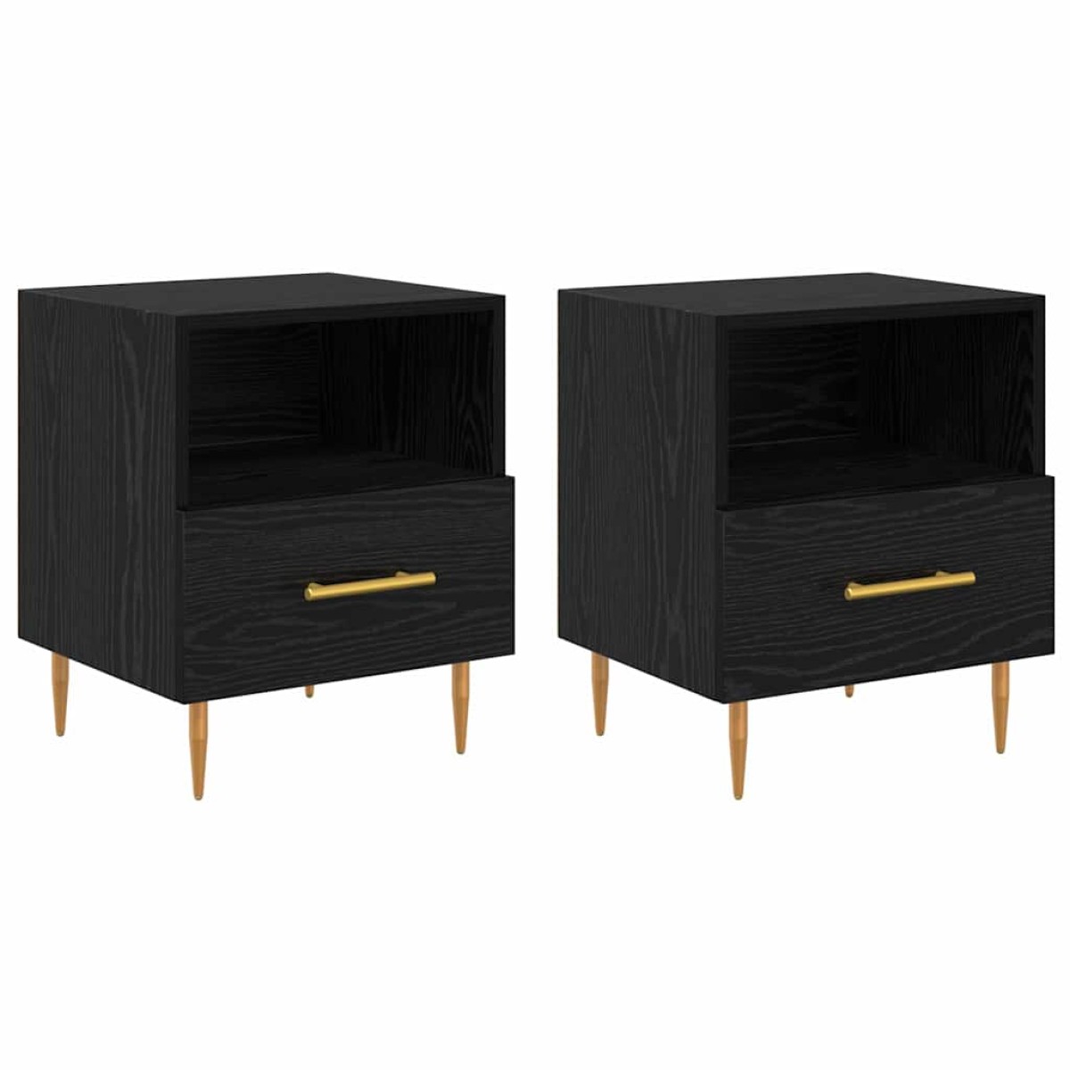 vidaXL Κομοδίνο 2 τεμ. Μαύρο 40 x 35 x 47,5 εκ Επεξεργασμένο Ξύλο