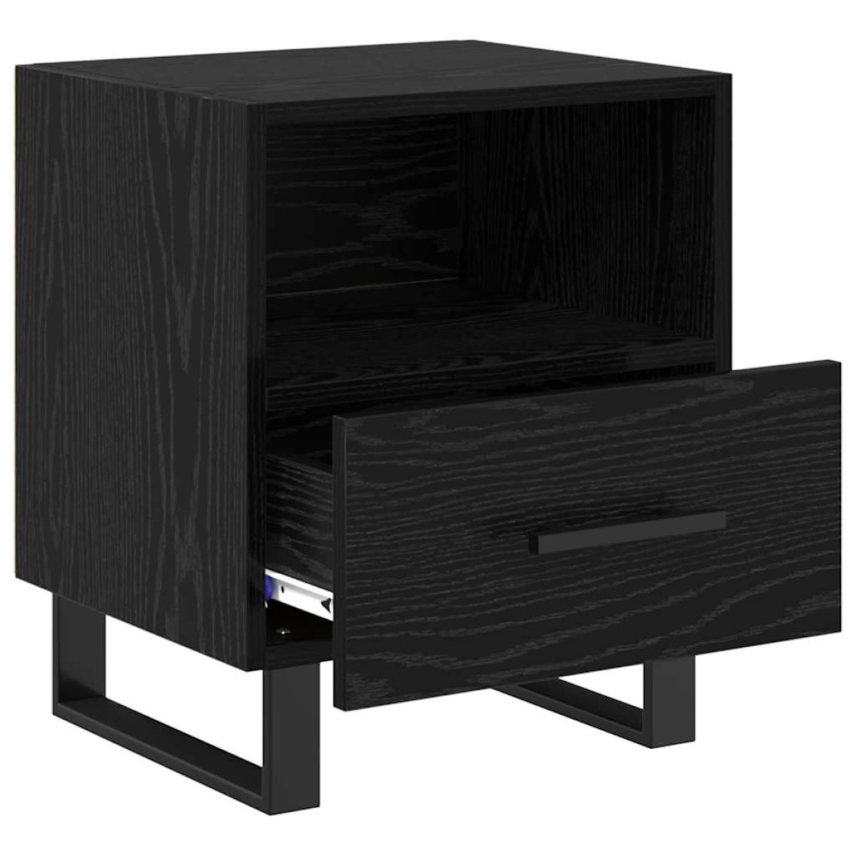 vidaXL Κομοδίνο 2 τεμ. Μαύρη Οξυά 40 x 35 x 47,5 εκ Επεξεργασμένο Ξύλο