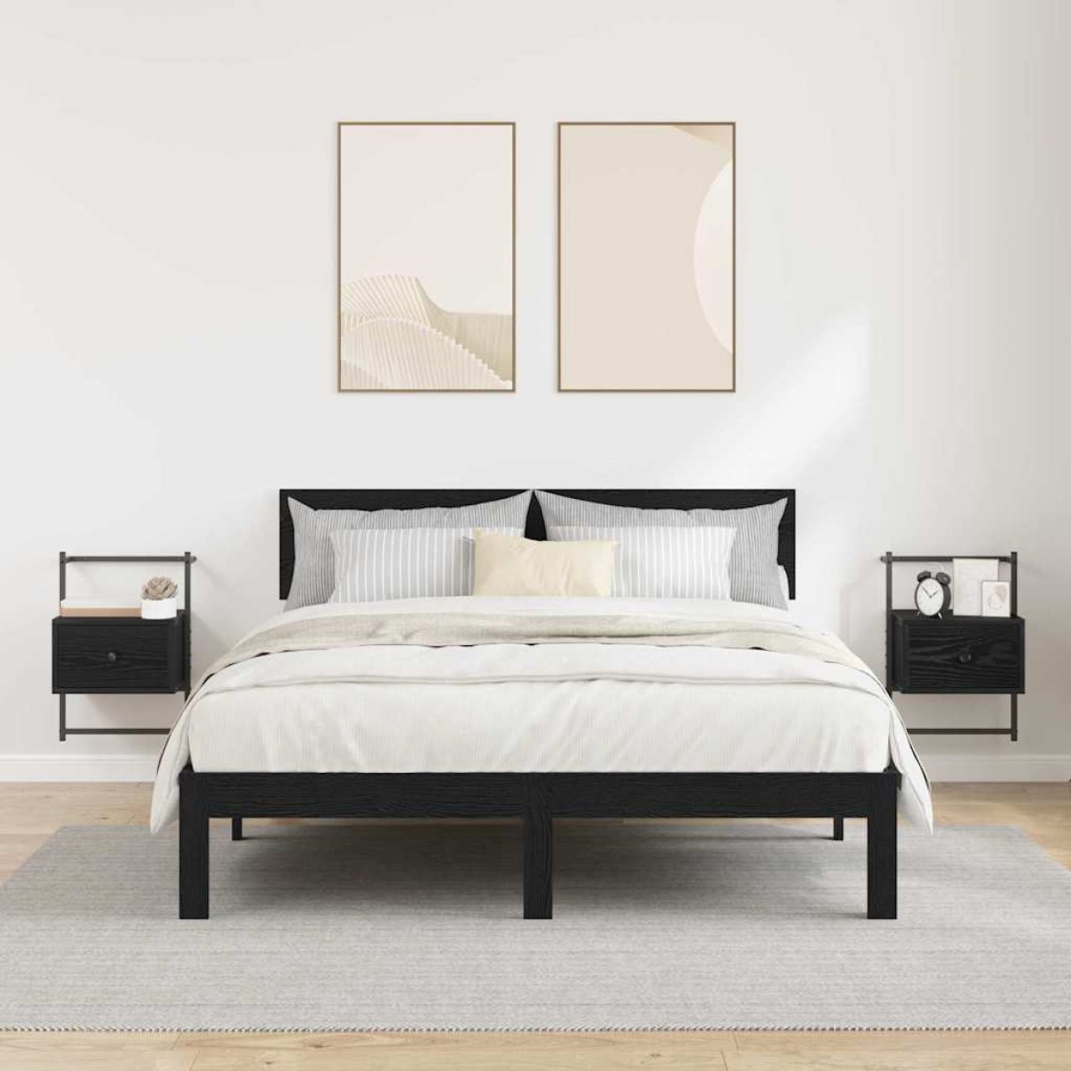 vidaXL Κομοδίνο 2 τεμ. Μαύρη Οξυά 35 x 30 x 51 εκ. Επεξεργασμένο Ξύλο