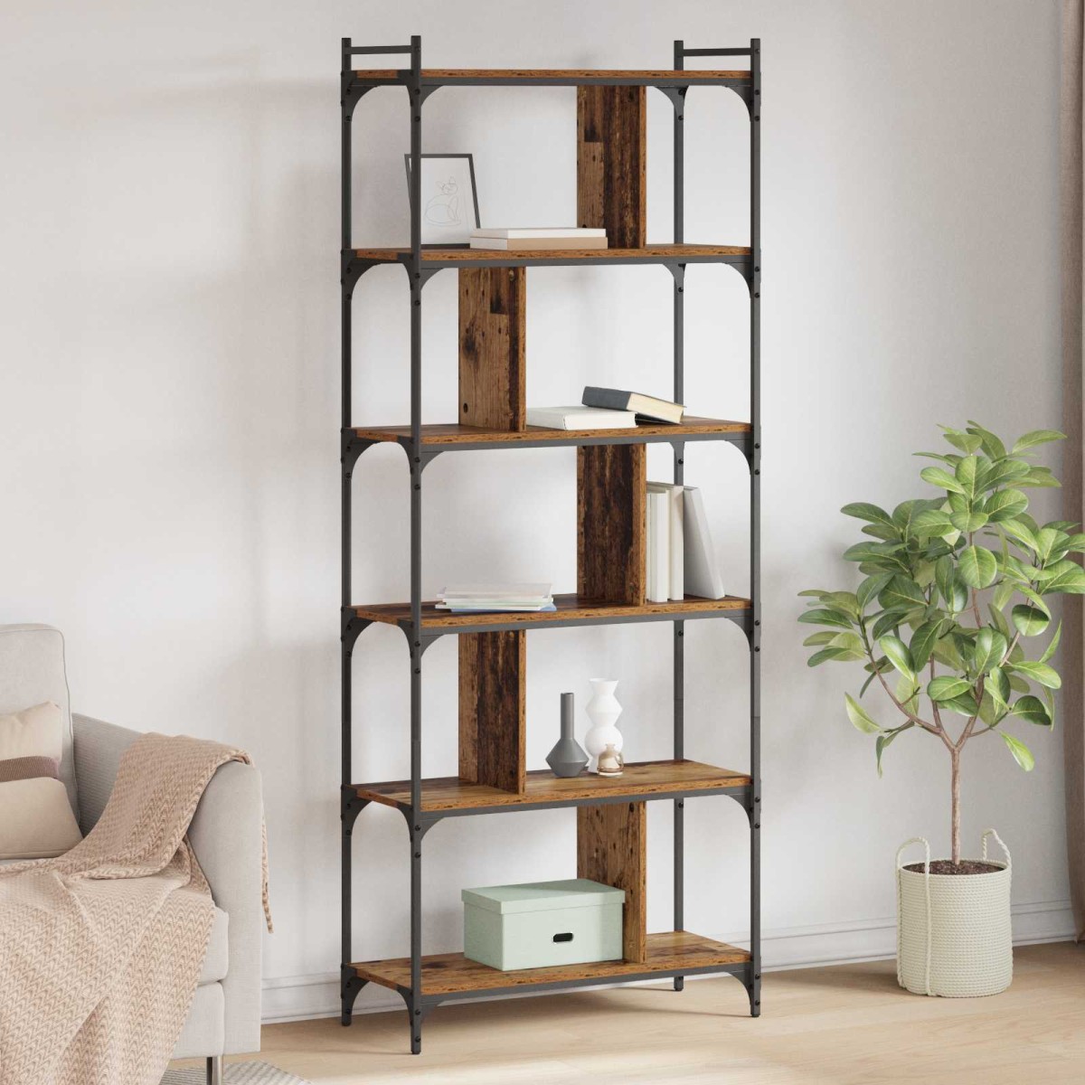vidaXL Βιβλιοθήκη 5 επίπεδα 76 x 32 x 192 εκ. Επεξεργασμένο Ξύλο