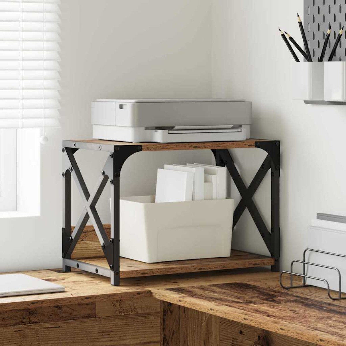 vidaXL Σταντ Εκτυπωτή Παλιό Ξύλο 44 x 26 x 31.5 εκ. Επεξεργασμένο Ξύλο