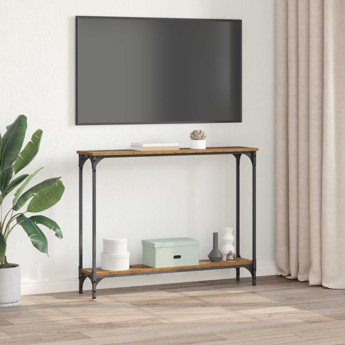 vidaXL Τραπέζι κονσόλας Παλιό Ξύλο 100 x 22,5 x 75 εκ