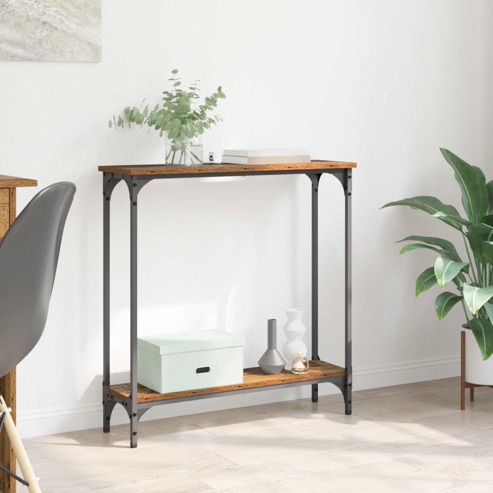vidaXL Τραπέζι κονσόλας Παλιό Ξύλο 75 x 22,5 x 75 εκ