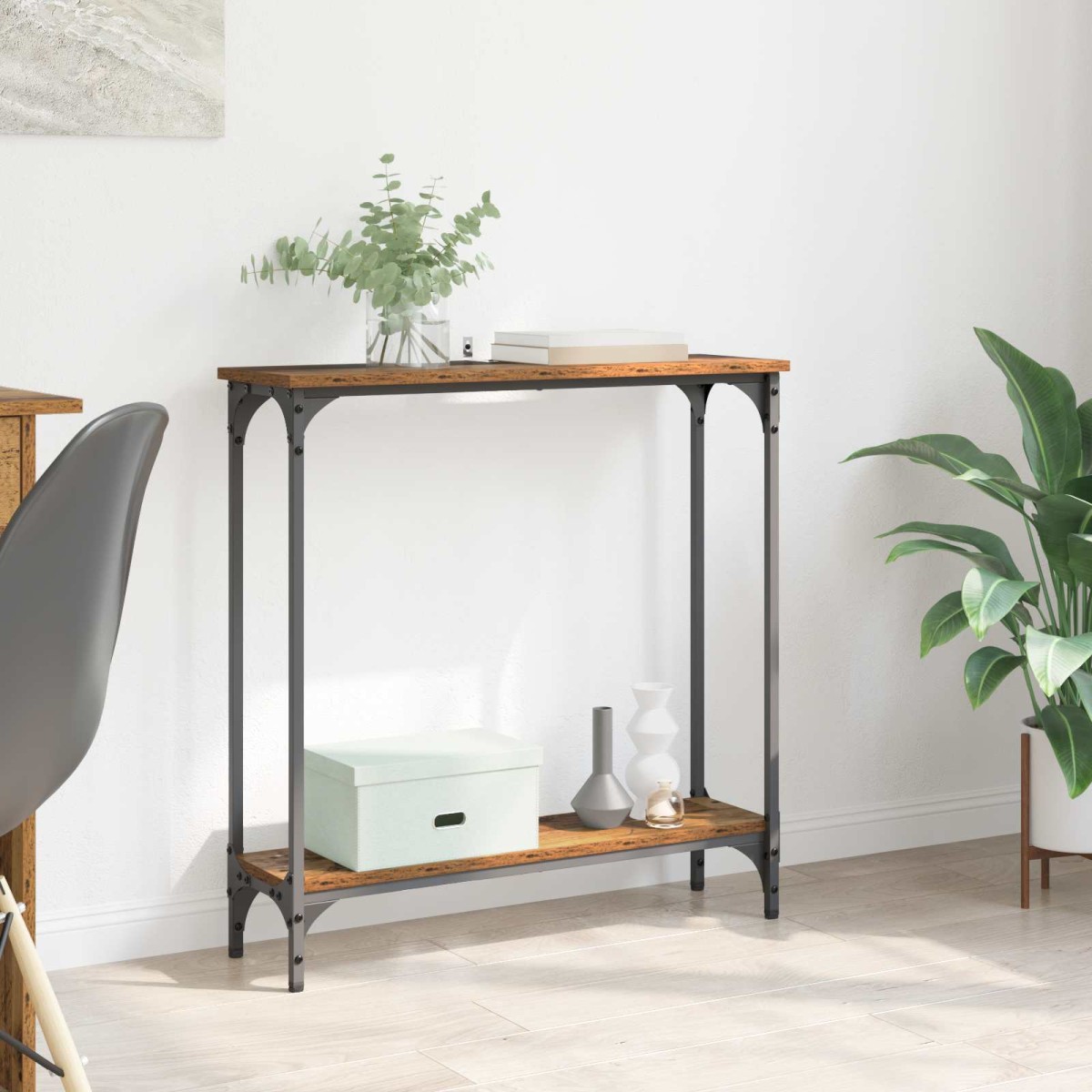 vidaXL Τραπέζι κονσόλας Παλιό Ξύλο 75 x 22,5 x 75 εκ