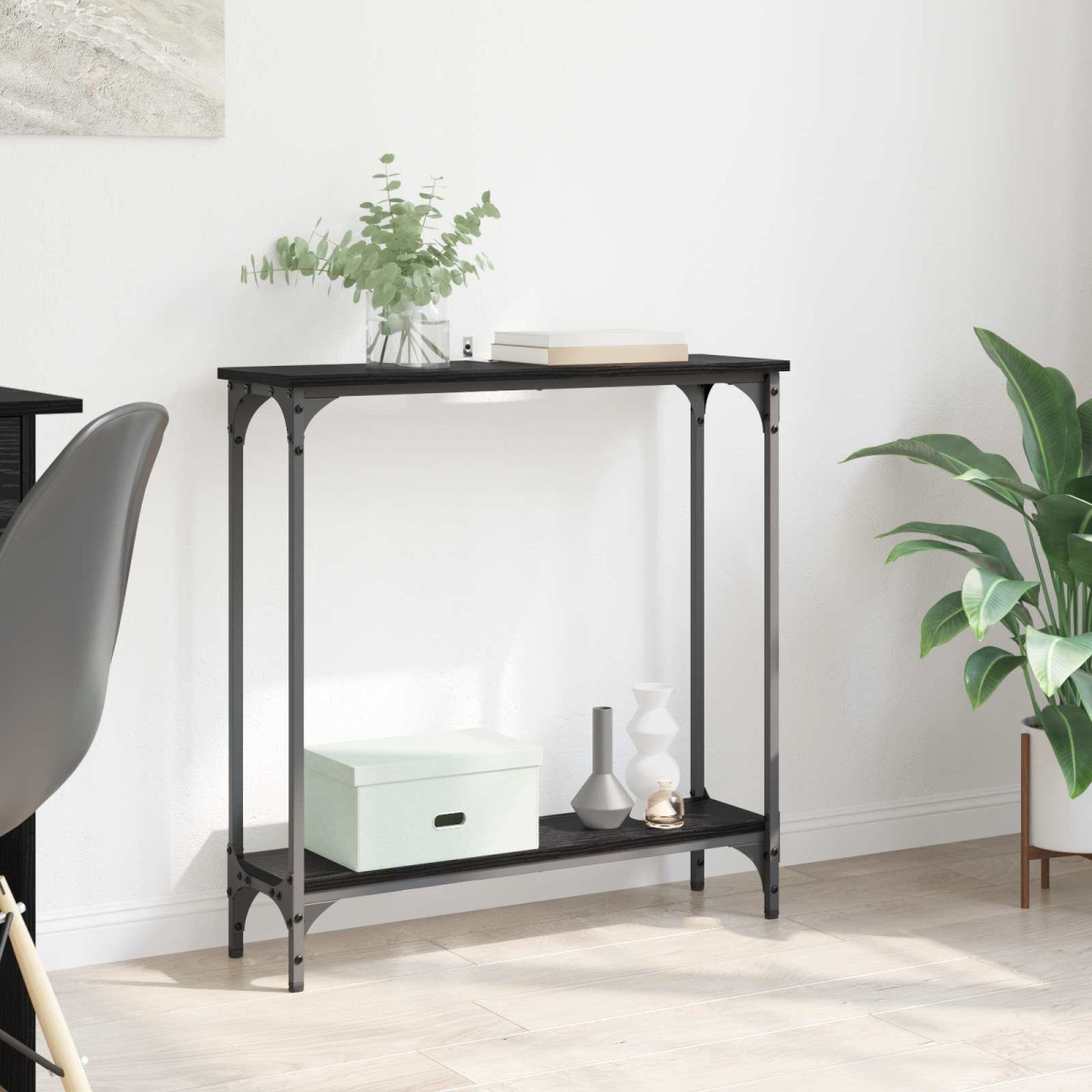 vidaXL Τραπέζι κονσόλας Μαύρη Οξυά 75 x 22,5 x 75 εκ