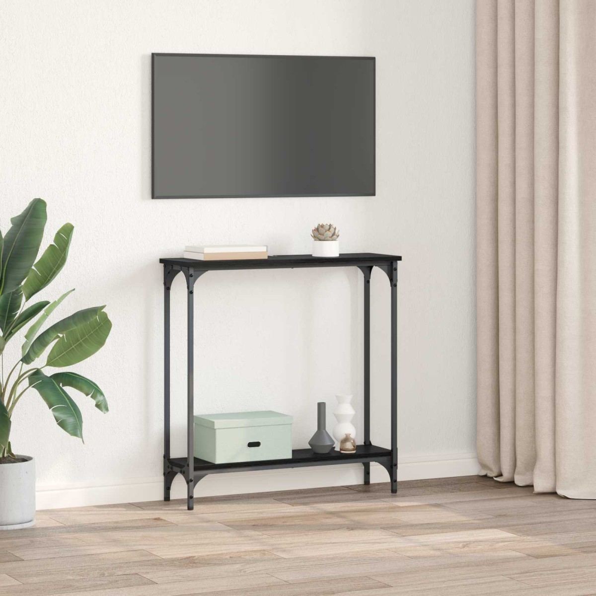 vidaXL Τραπέζι κονσόλας Μαύρη Οξυά 75 x 22,5 x 75 εκ