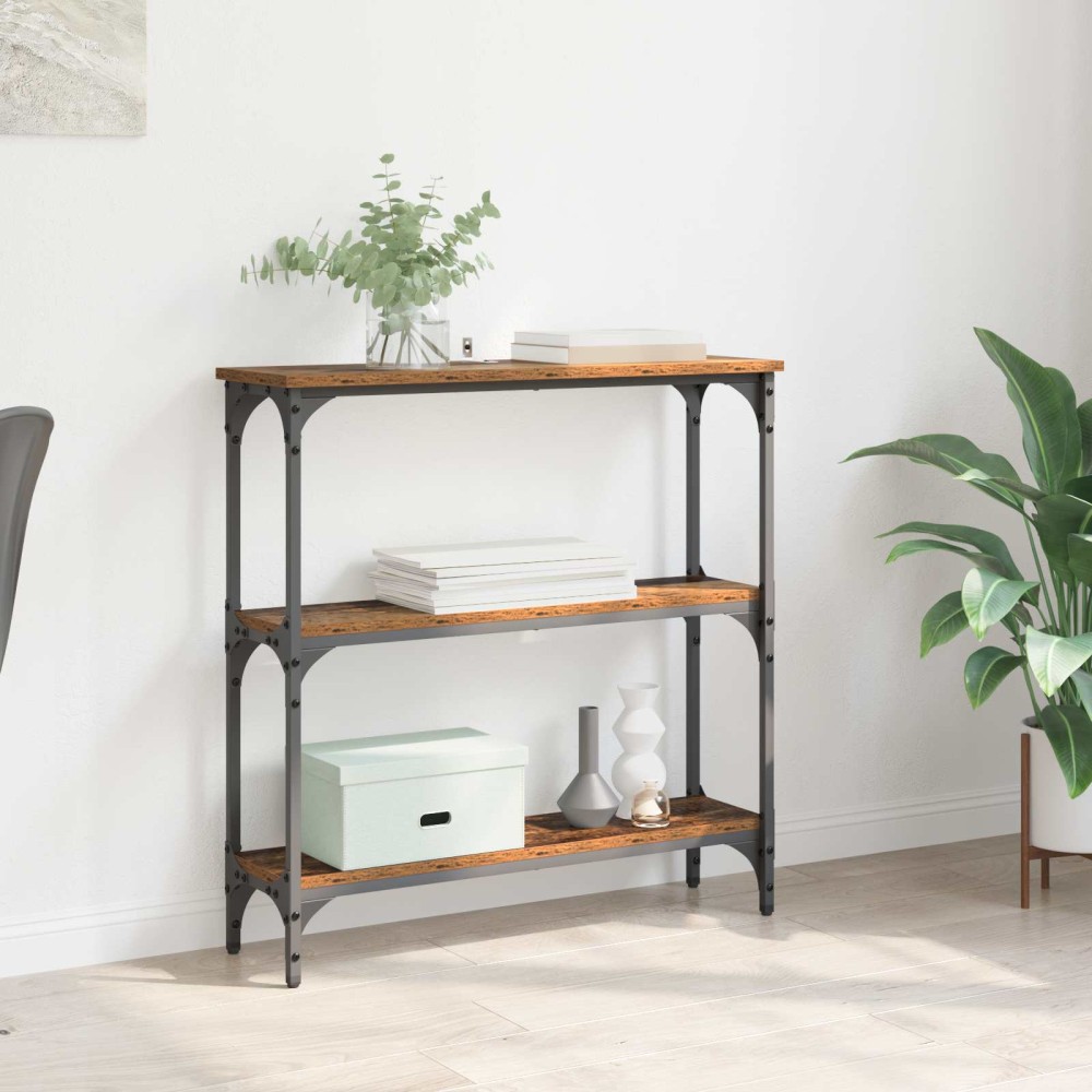 vidaXL Τραπέζι κονσόλας Παλιό ξύλο 75 x 22,5 x 75 εκ