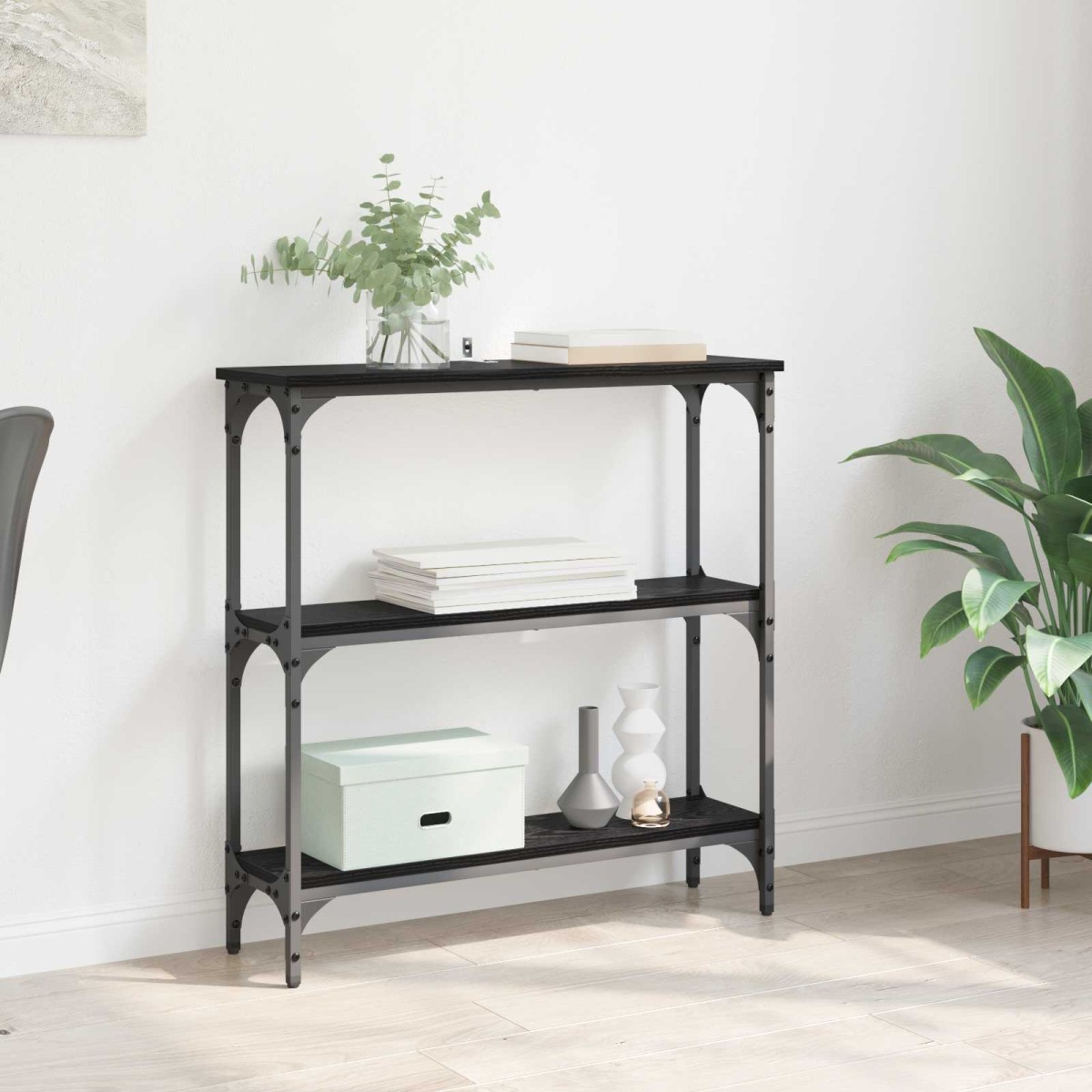 vidaXL Τραπέζι κονσόλας Μαύρη Οξυά 75 x 22,5 x 75 εκ