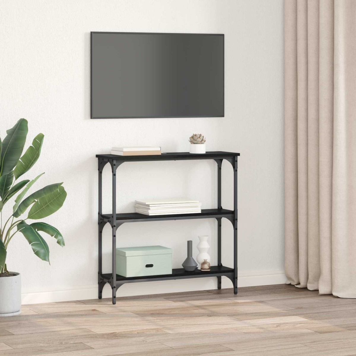 vidaXL Τραπέζι κονσόλας Μαύρη Οξυά 75 x 22,5 x 75 εκ