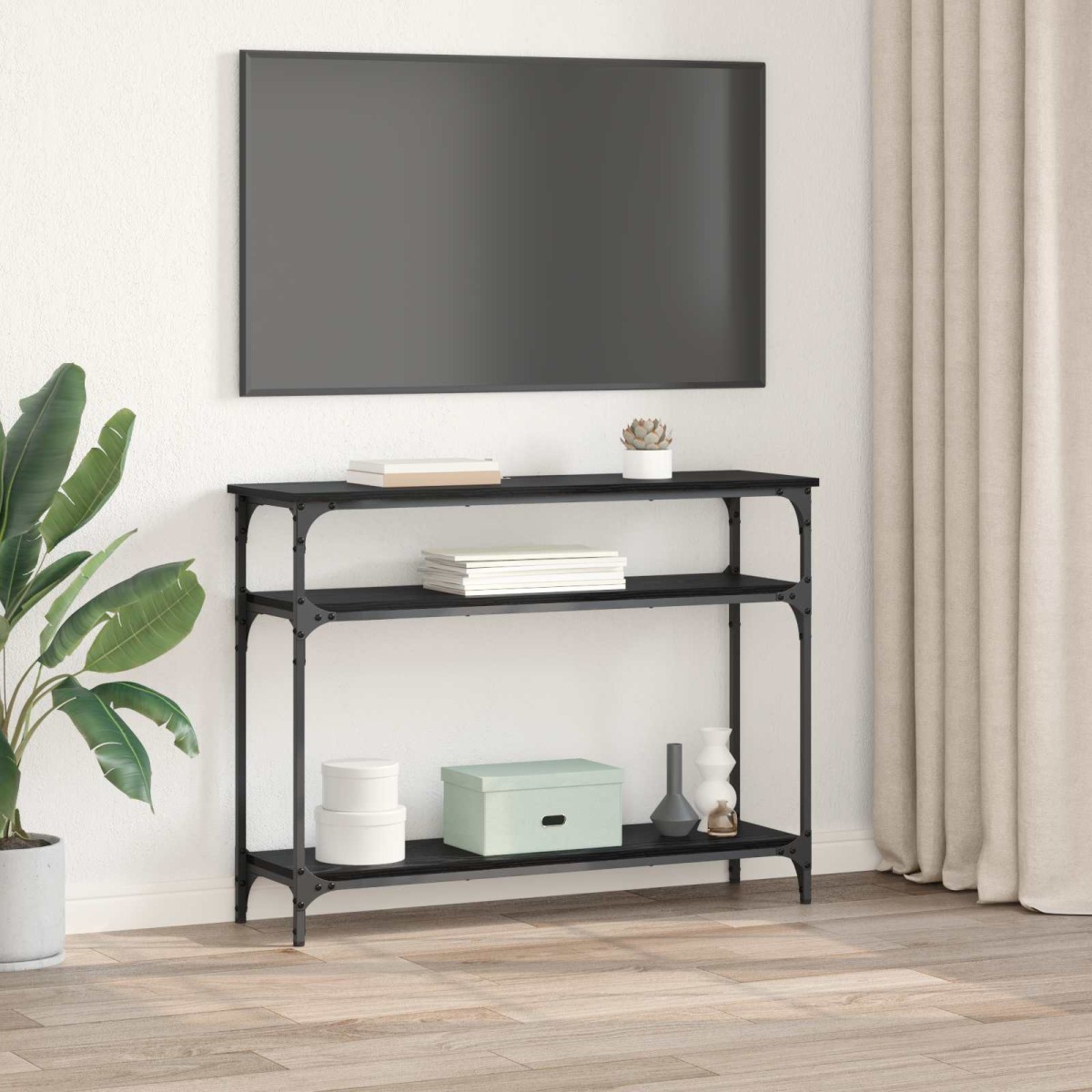 vidaXL Τραπέζι κονσόλας Μαύρη Οξυά 100 x 29 x 75 εκ.