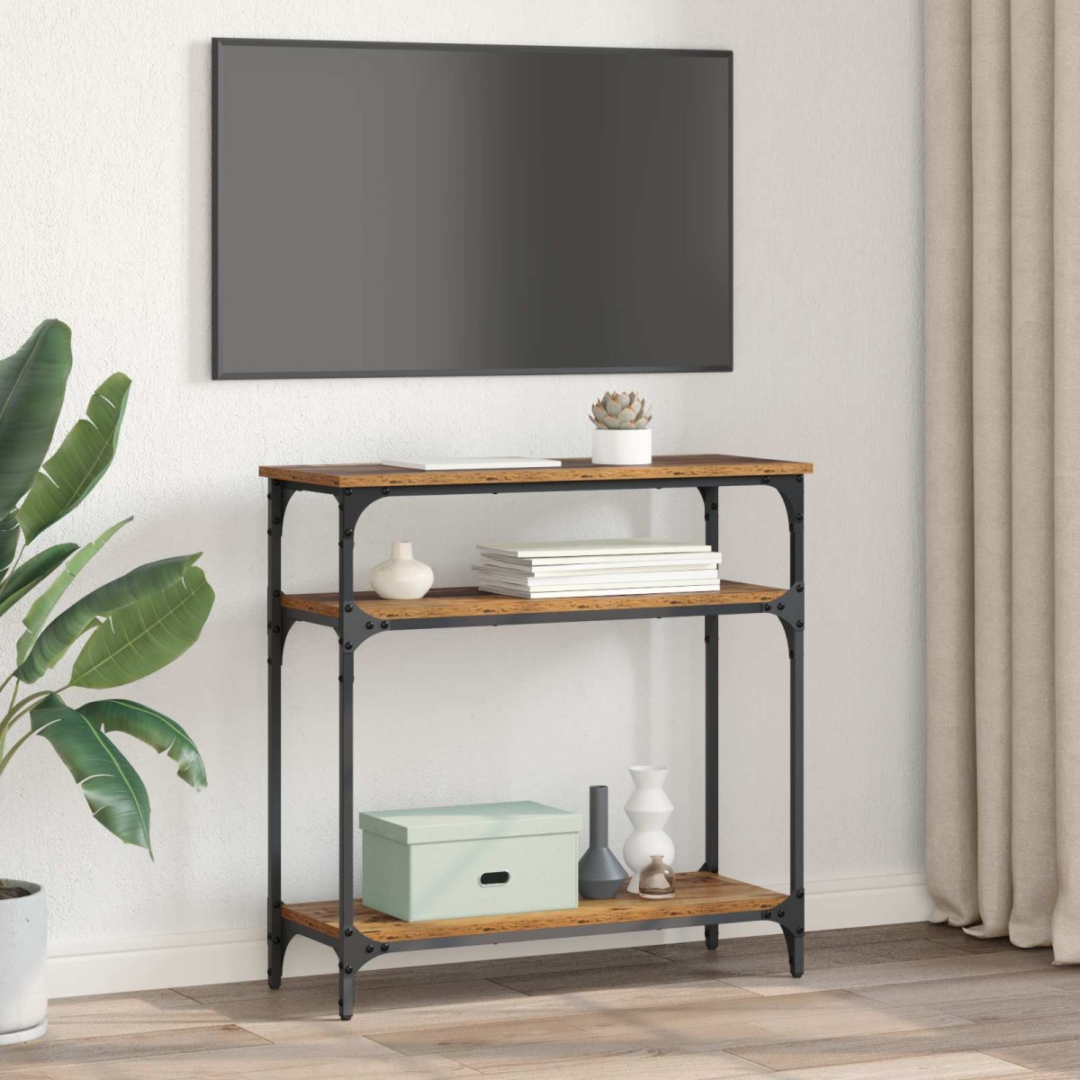 vidaXL Τραπέζι κονσόλας Παλιό Ξύλο 75 x 29 x 75 εκ Επεξεργασμένο Ξύλο