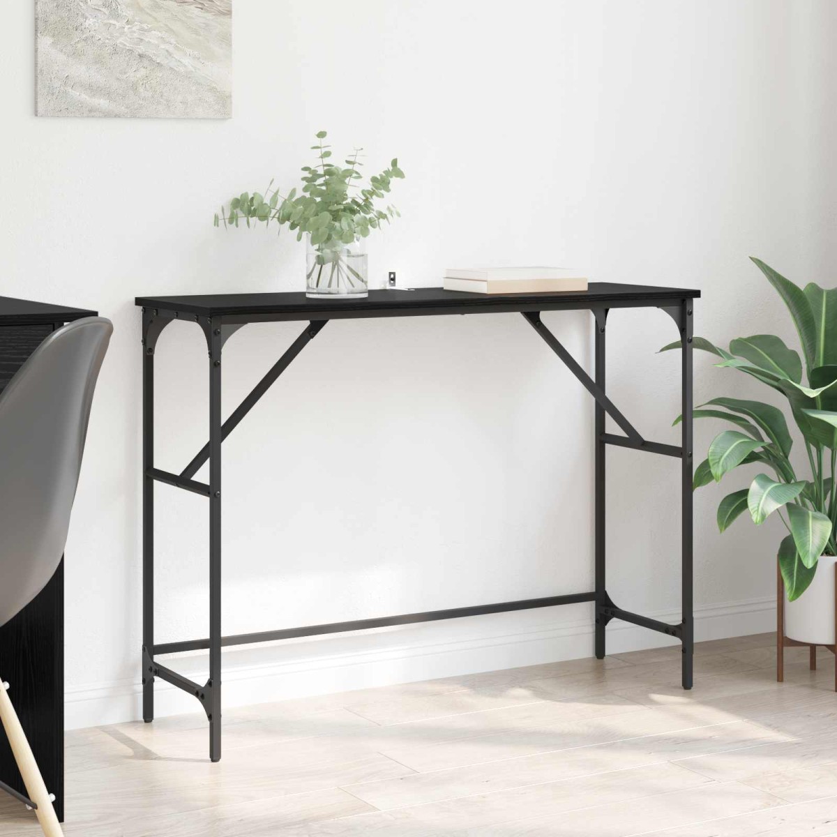 vidaXL Τραπέζι κονσόλας Μαύρη Οξυά 100 x 32 x 75 εκ Επεξεργασμένο Ξύλο