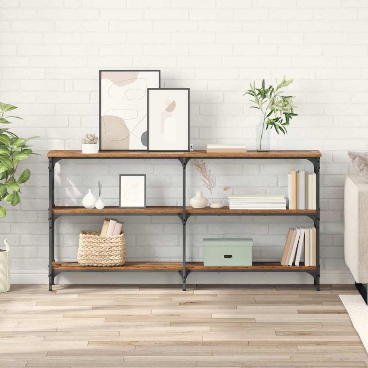 vidaXL Τραπέζι κονσόλας Παλιό Ξύλο 150 x 29 x 75 εκ
