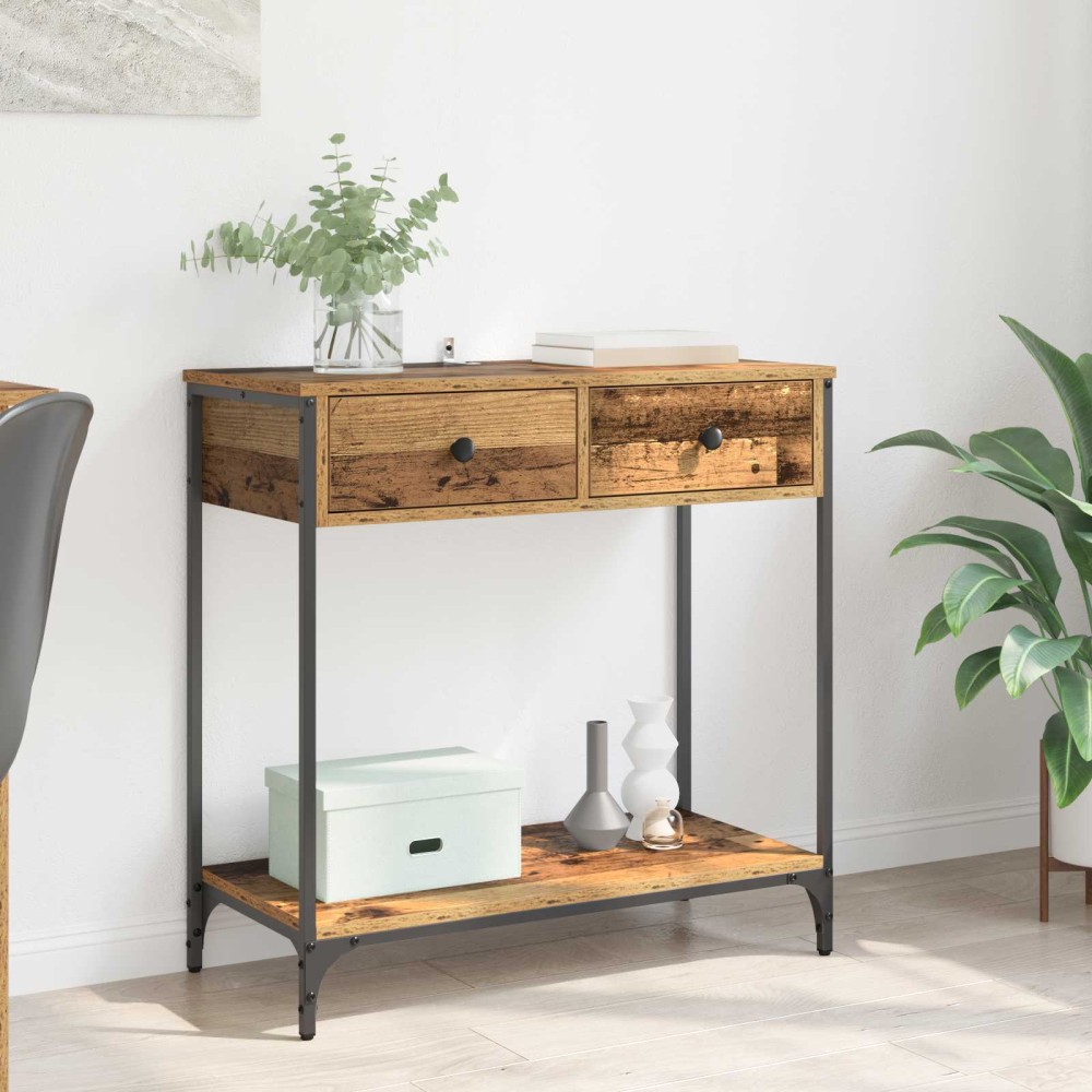 vidaXL Τραπέζι κονσόλας Παλιό Ξύλο 75 x 34,5 x 75 εκ