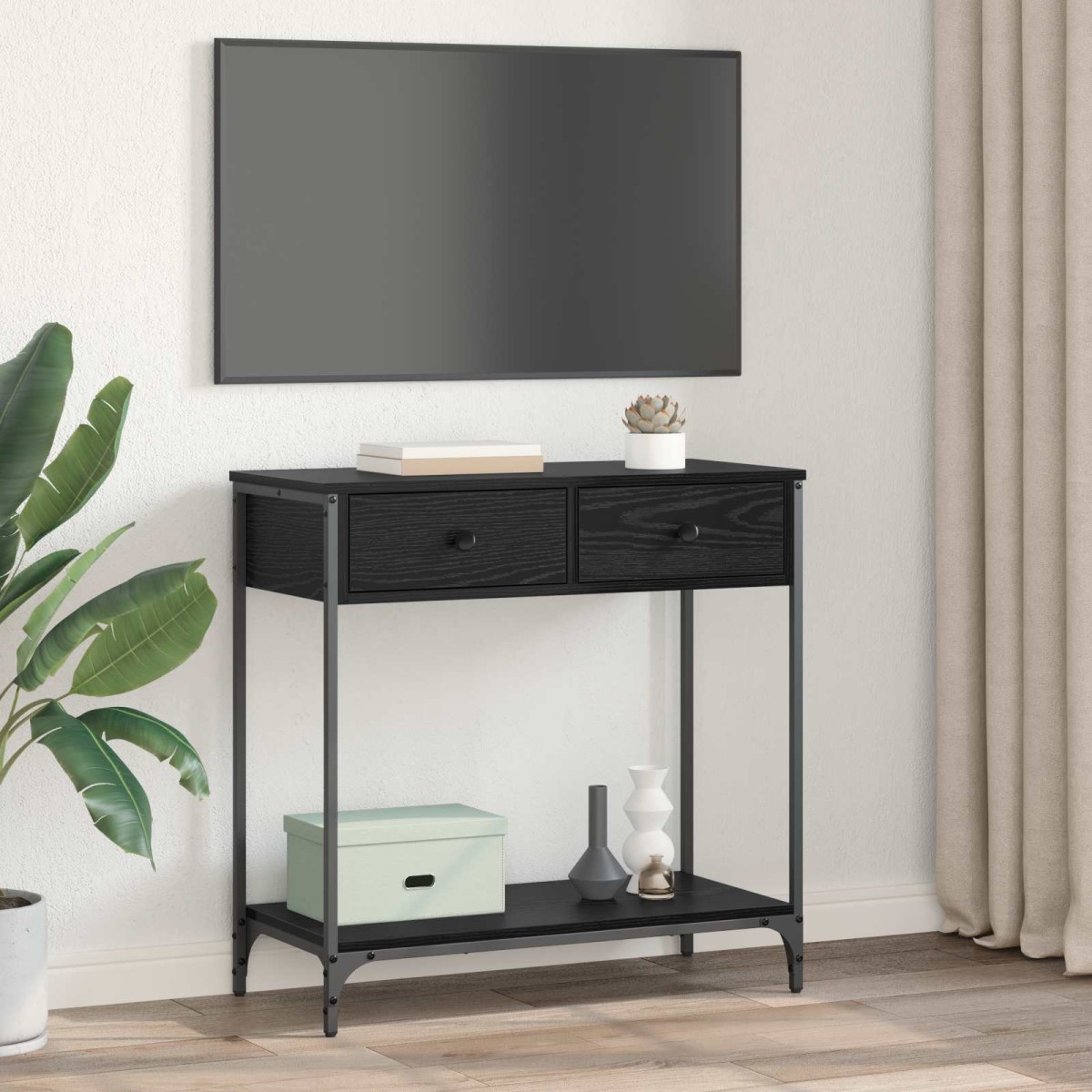 vidaXL Τραπέζι κονσόλας Μαύρη Οξυά 75 x 34,5 x 75 εκ
