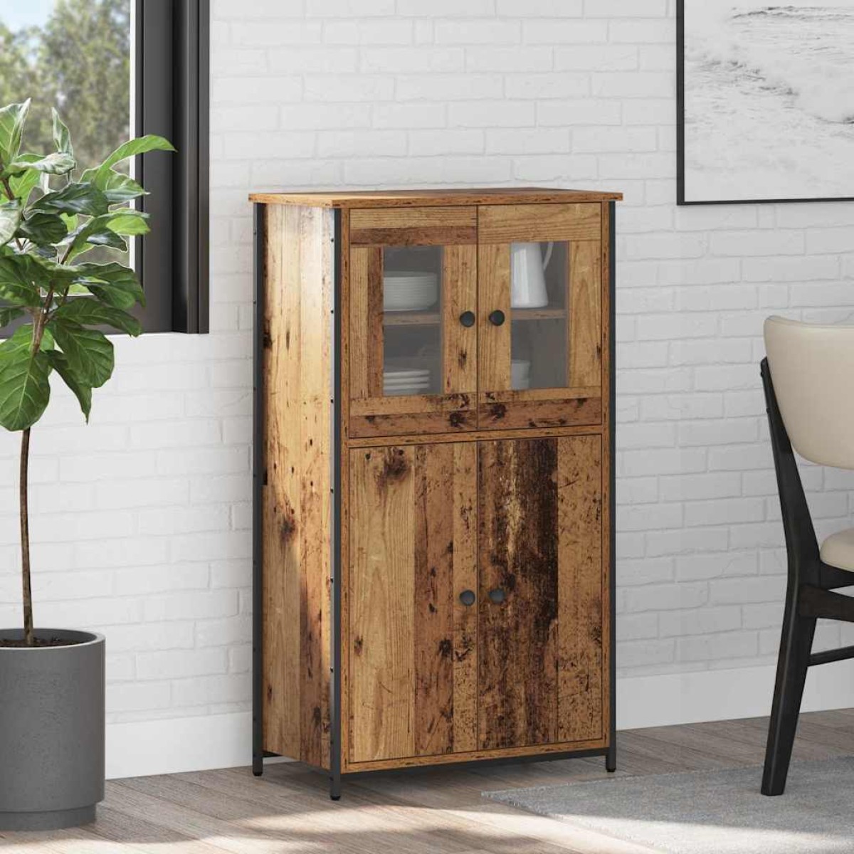 vidaXL Highboard Παλιό Ξύλο 62 x 32 x 106,5 εκ Επεξεργασμένο Ξύλο