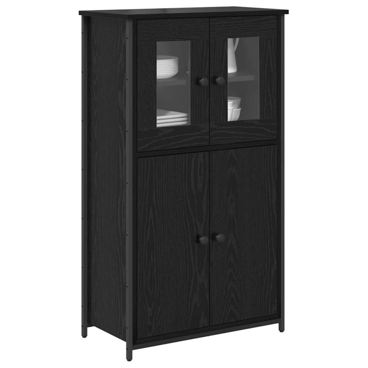 vidaXL Highboard Μαύρη Οξυά 62 x 32 x 106,5 εκ Επεξεργασμένο Ξύλο