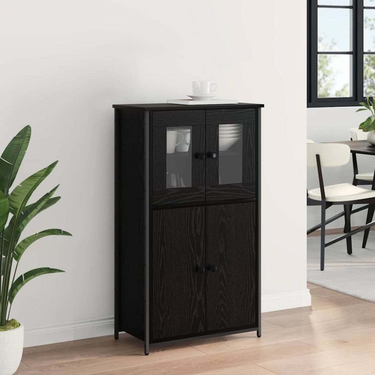 vidaXL Highboard Μαύρη Οξυά 62 x 32 x 106,5 εκ Επεξεργασμένο Ξύλο