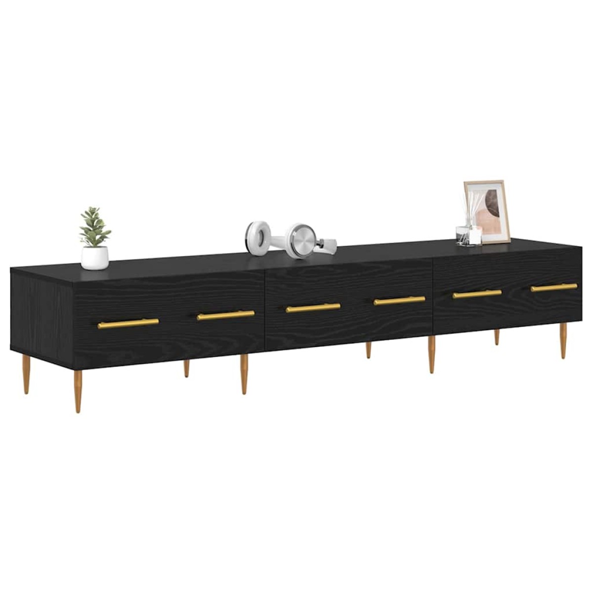 vidaXL Ντουλάπι TV 150 x 36 x 30 εκ Μαύρη Οξυά Επεξεργασμένο Ξύλο