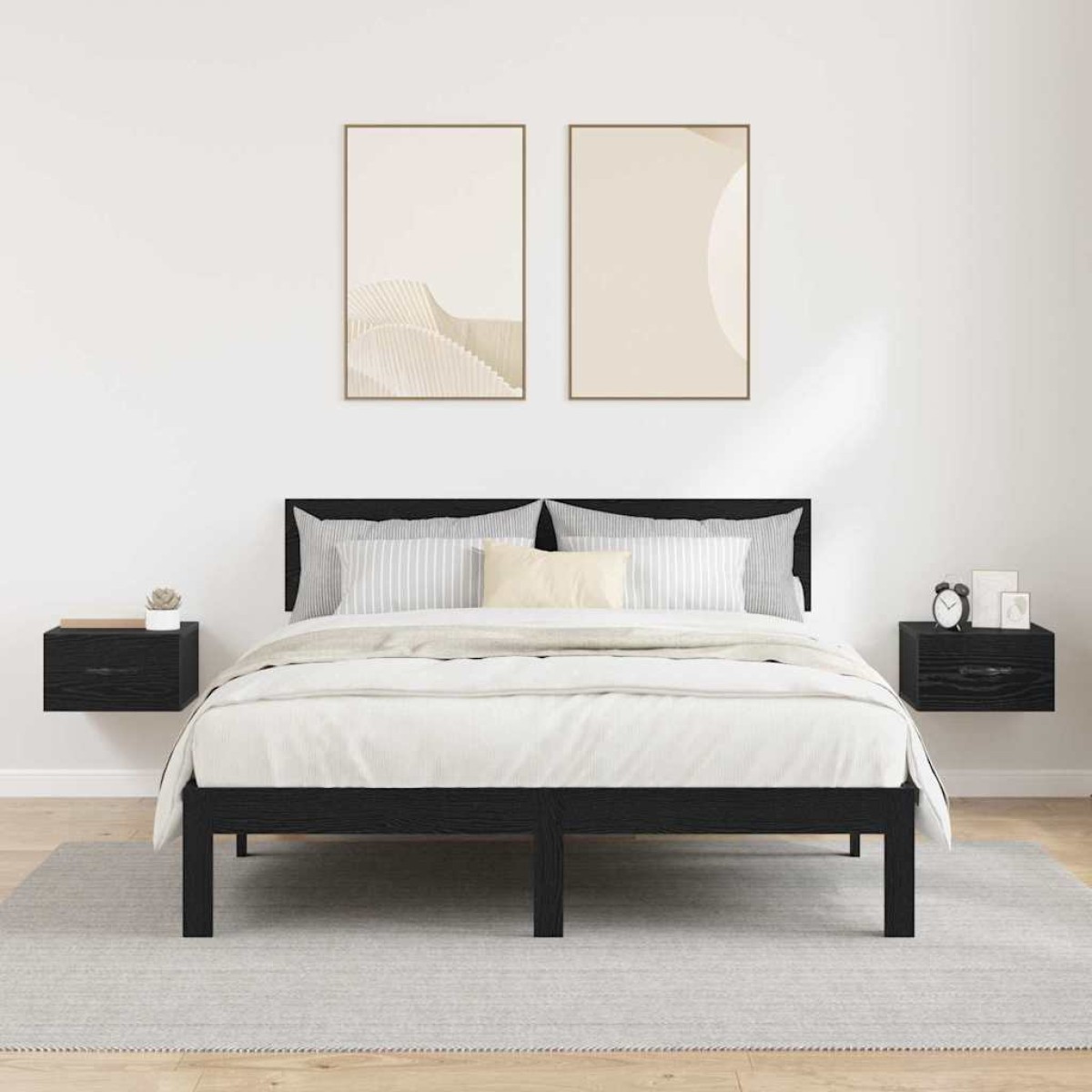 vidaXL Κομοδίνο 2 τμχ. Μαύρη δρυς 35 x 35 x 20 εκ Επεξεργασμένο Ξύλο