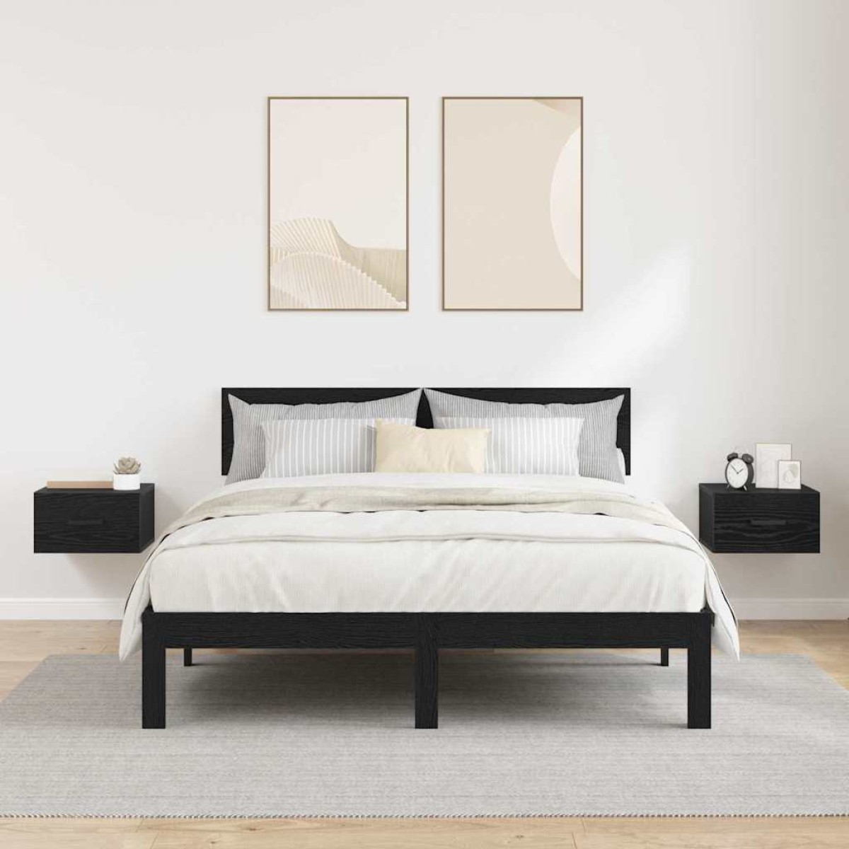 vidaXL Κομοδίνο 2 τεμ. Μαύρη δρυς 35 x 35 x 20 εκ Επεξεργασμένο Ξύλο
