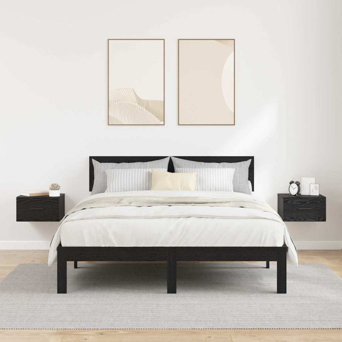 vidaXL Κομοδίνο 2 τεμ. Μαύρη δρυς 35 x 35 x 20 εκ Επεξεργασμένο Ξύλο