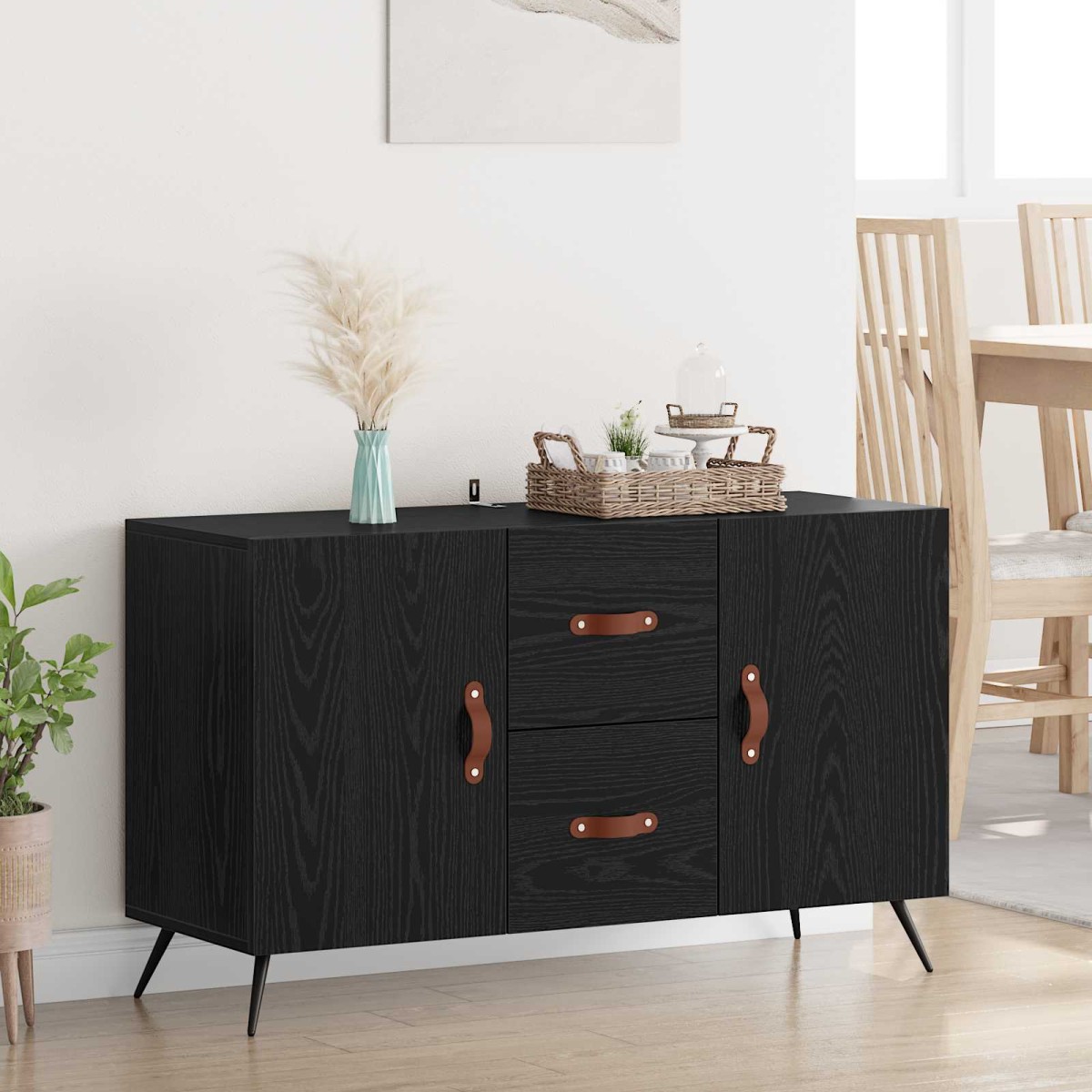 vidaXL Πλαϊνό γραφείο Μαύρη Οξυά 100 x 36 x 60 εκ. Επεξεργασμένο Ξύλο