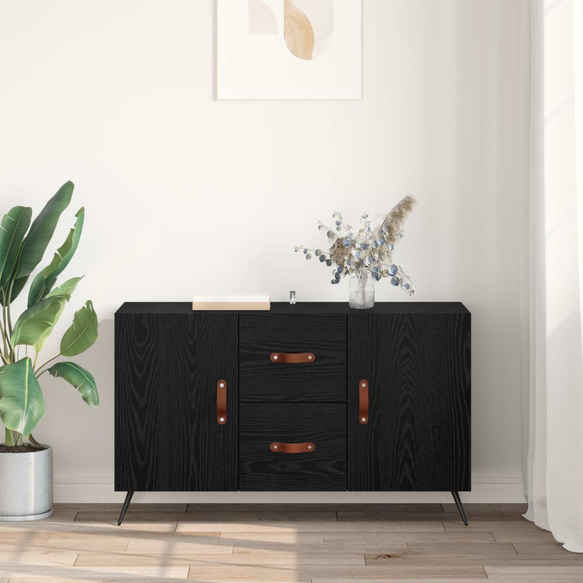 vidaXL Πλαϊνό γραφείο Μαύρη Οξυά 100 x 36 x 60 εκ. Επεξεργασμένο Ξύλο