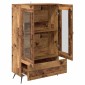 vidaXL Highboard Παλιό Ξύλο 69,5 x 31 x 115 εκ. Σύνθετο Ξύλο και Γυαλί