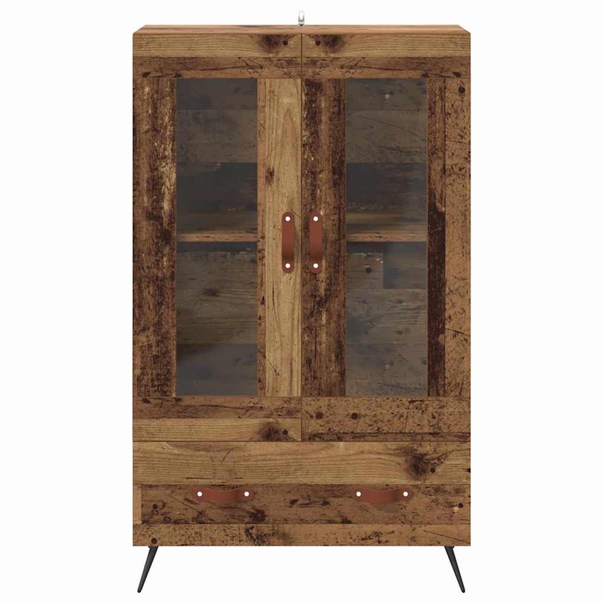 vidaXL Highboard Παλιό Ξύλο 69,5 x 31 x 115 εκ. Σύνθετο Ξύλο και Γυαλί