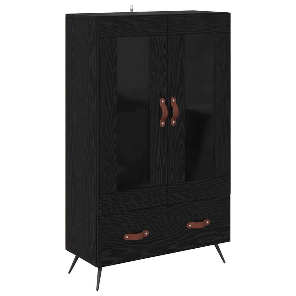 vidaXL Highboard Μαύρη Οξυά 69,5 x 31 x 115 εκ. Σύνθετο Ξύλο και Γυαλί