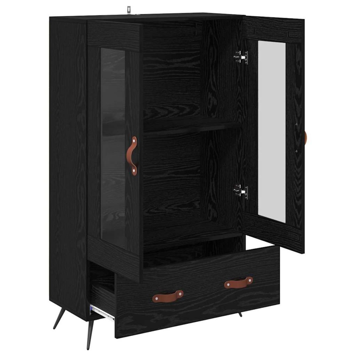 vidaXL Highboard Μαύρη Οξυά 69,5 x 31 x 115 εκ. Σύνθετο Ξύλο και Γυαλί