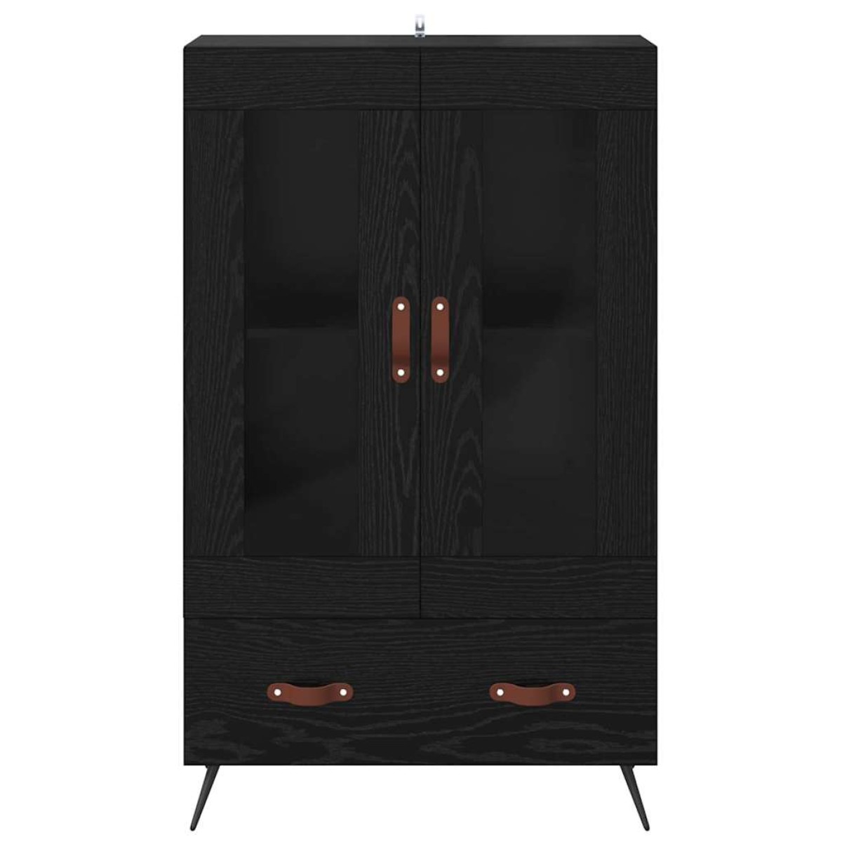 vidaXL Highboard Μαύρη Οξυά 69,5 x 31 x 115 εκ. Σύνθετο Ξύλο και Γυαλί