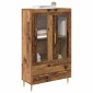 vidaXL Highboard Παλιό Ξύλο 69,5 x 31 x 115 εκ. Σύνθετο Ξύλο και Γυαλί
