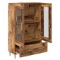 vidaXL Highboard Παλιό Ξύλο 69,5 x 31 x 115 εκ. Σύνθετο Ξύλο και Γυαλί