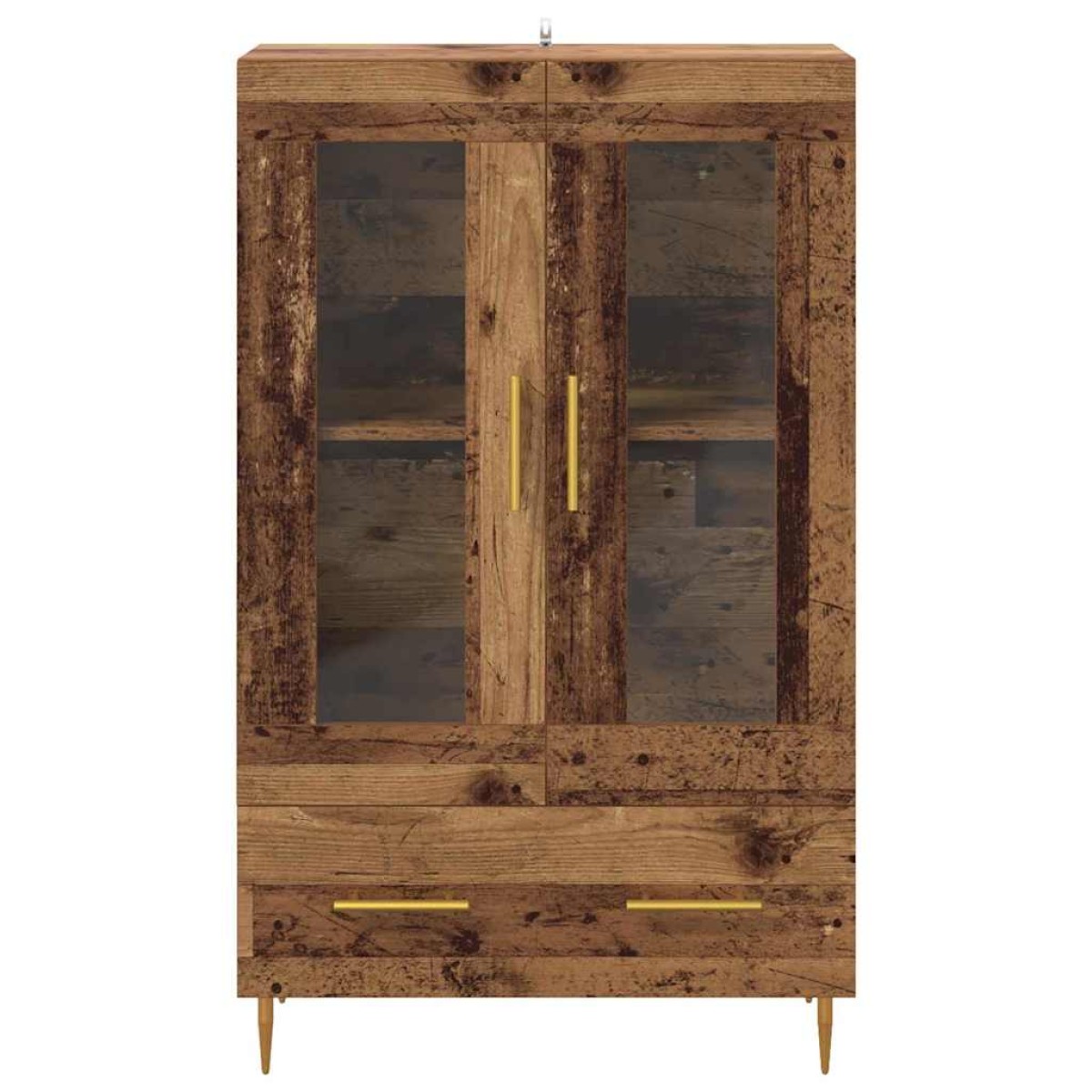 vidaXL Highboard Παλιό Ξύλο 69,5 x 31 x 115 εκ. Σύνθετο Ξύλο και Γυαλί