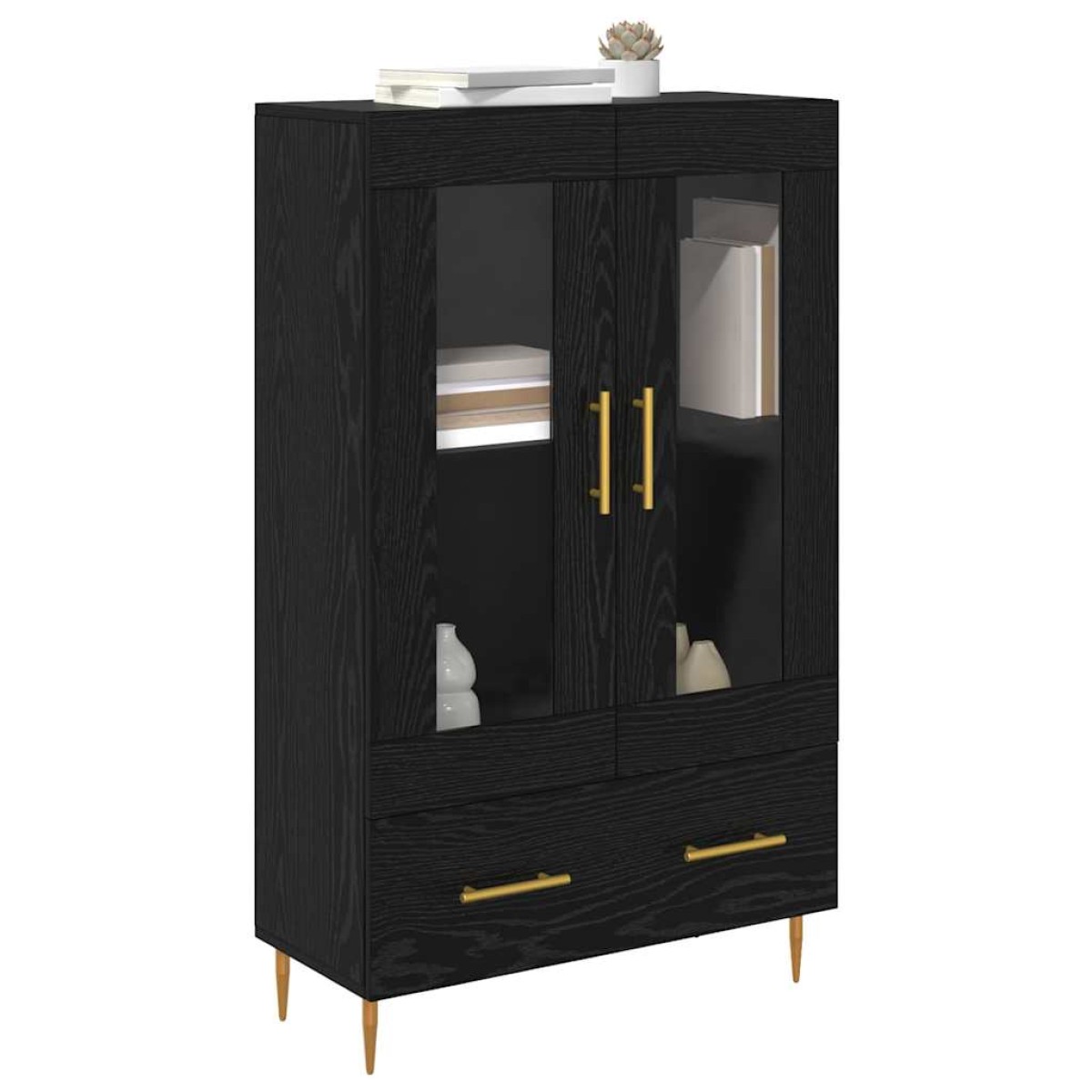 vidaXL Highboard Μαύρη Οξυά 69,5 x 31 x 115 εκ. Σύνθετο Ξύλο και Γυαλί