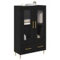 vidaXL Highboard Μαύρη Οξυά 69,5 x 31 x 115 εκ. Σύνθετο Ξύλο και Γυαλί