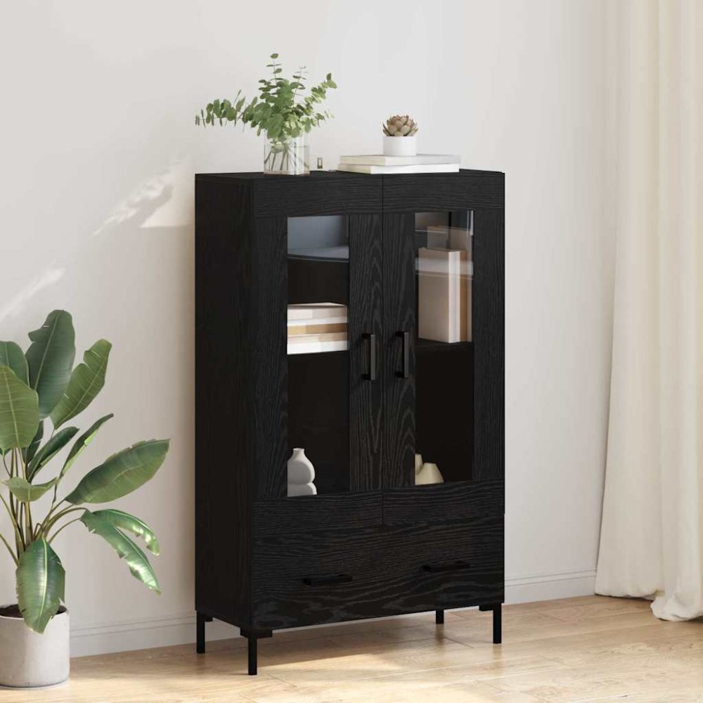 vidaXL Highboard Μαύρη Οξυά 69,5 x 31 x 115 εκ. Επεξεργασμένο Ξύλο